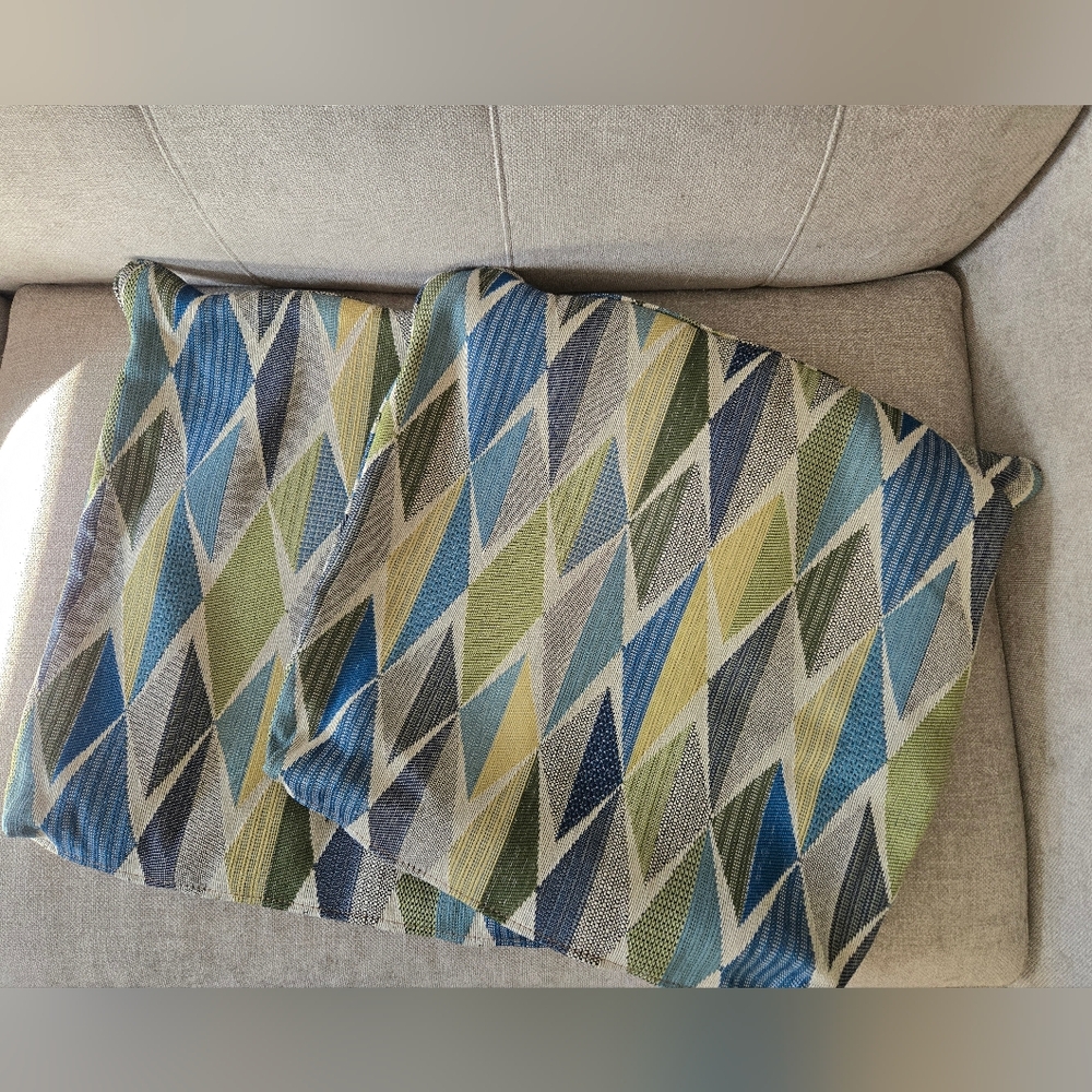 Geometric Blue and Green Accent Pillow Covers